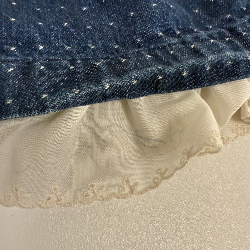 Healthtex Denim Jumper Dress - Heart Buttons Pockets Lace Bows Toddler‎ Girl - Picture 6 of 14